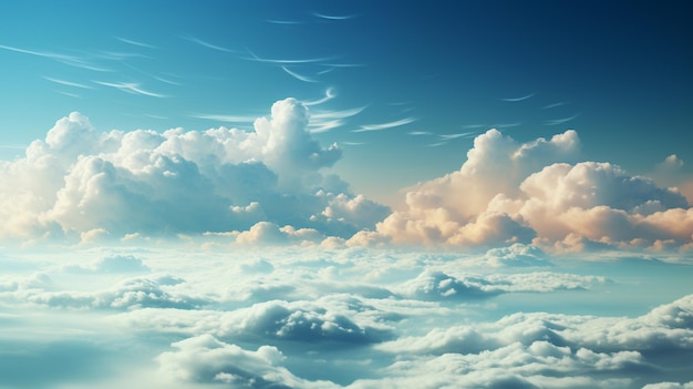 Beautiful clouds on blue sky background 3d rendering illustration