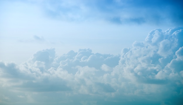 Beautiful clouds in a blue sky, top view.