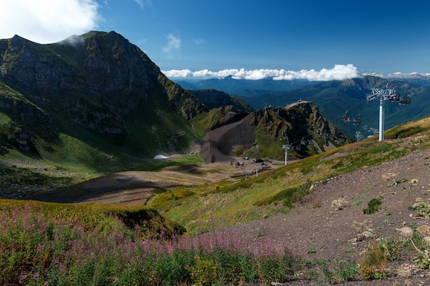 Beautiful clouds and fog among mountain landscape