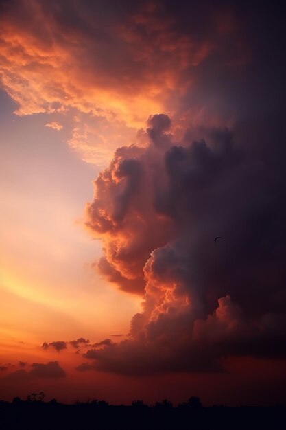 Beautiful clouds at sunset at skyscraper purple sunset and silhouetted clouds