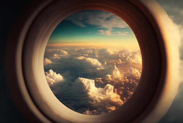 Beautiful cloudscape as seen via an aircraft window