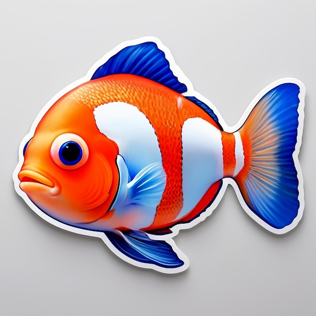 아름다운 조롱거리 물고기 클로즈업 스티커 디자인 이미지