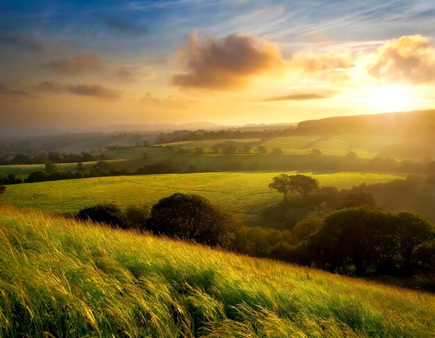 Foto bellissimo grappolo di erba fiore selvatico un campo caldo chiaro e verde campo di mais o mais in paese asiatico