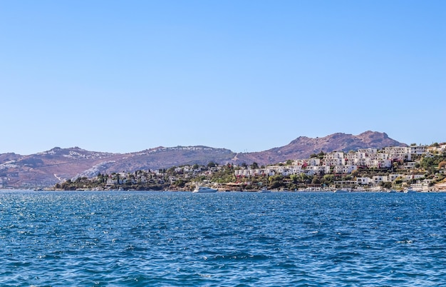 Beautiful coast with islands mountains and yachts Summer holidays concept