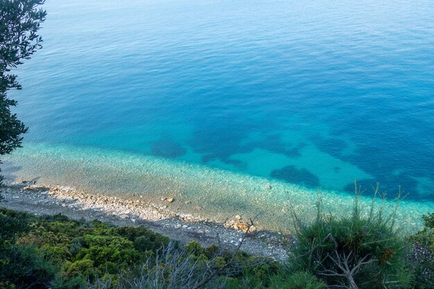 Beautiful coastline with mountains and rocks in Greece