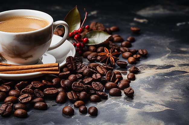 beautiful coffee latte on marble