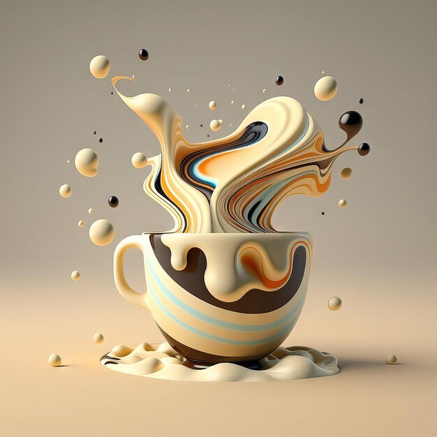 Photo a beautiful coffee swirling with abstract cup