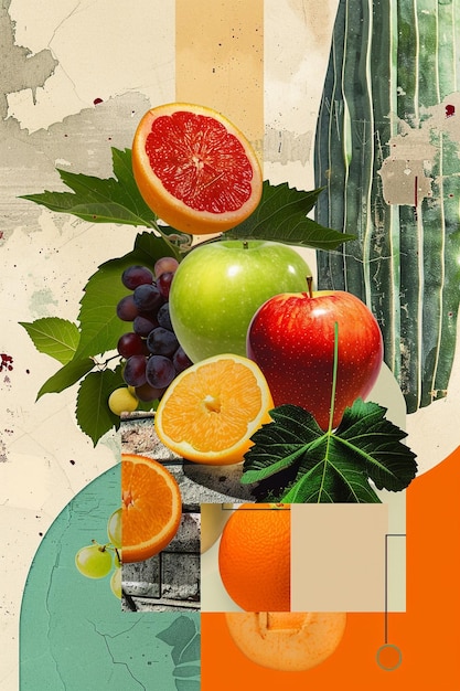 Beautiful collage composition fruits collage art