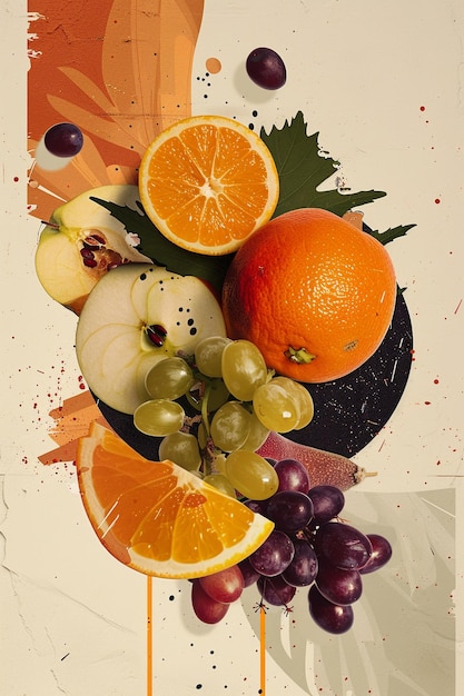 Красивая композиция коллажа фрукты коллаж искусства