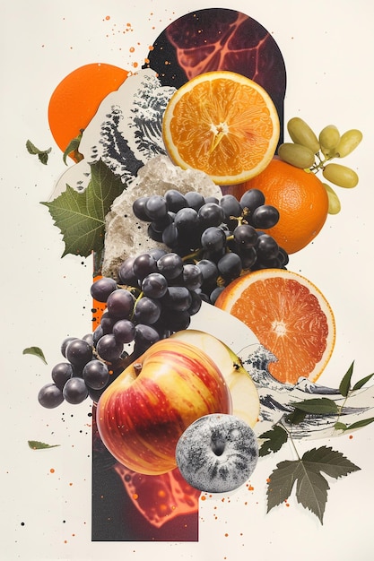 Beautiful collage composition fruits collage art