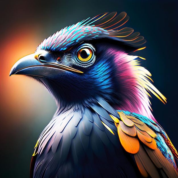 Beautiful color bird head front view high quality AI Generative