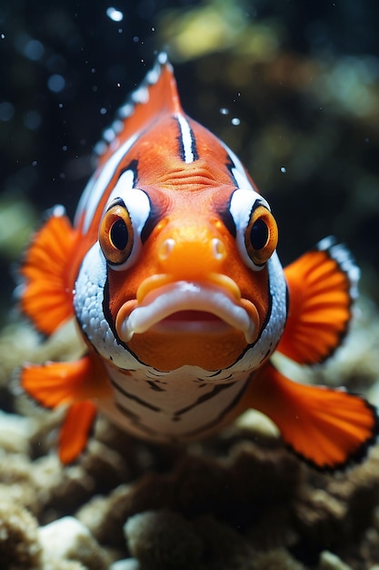 Красивая цветная рыба-клоун на коралловых рифах