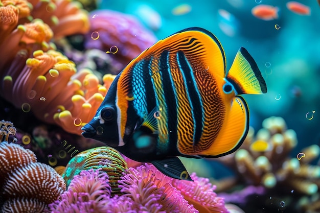 Beautiful color marine fish beautiful fish on the seabed and coral reefs