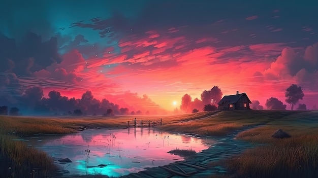 Beautiful color sky on twilight time Generative AI