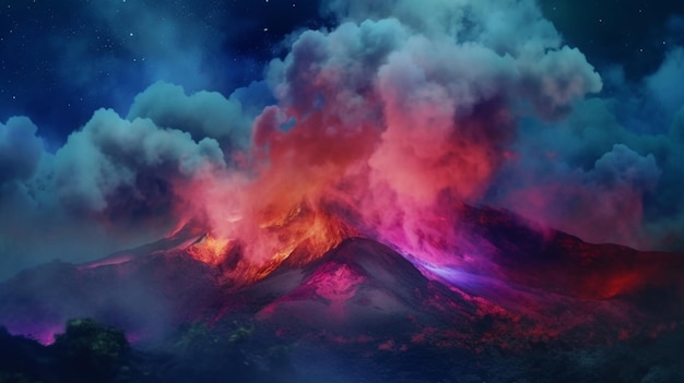 Beautiful color volcano lava photography fuego illustration picture AI generated art