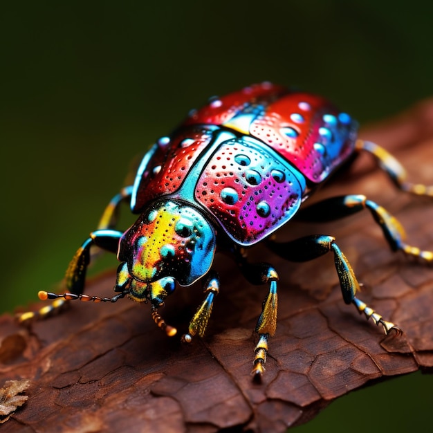 Beautiful colored beetles insects images generative ai