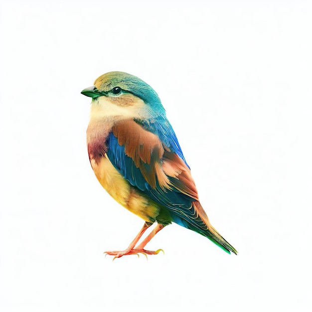 Beautiful colored bird with white background