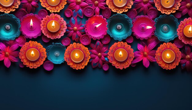 Beautiful colored candles during Diwali in India