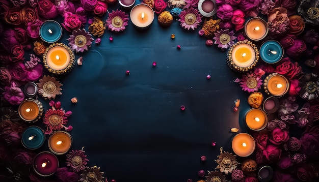 Beautiful colored candles during Diwali in India