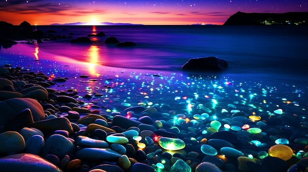 Beautiful colored pebbles on beach