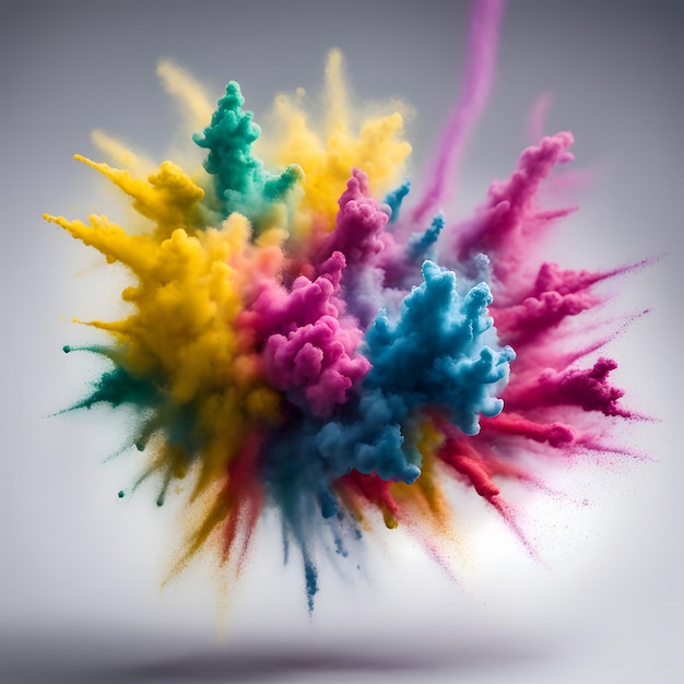 Photo beautiful colored powder explosion art generative ai