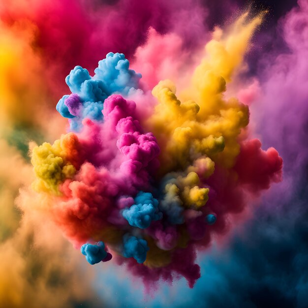 Beautiful Colored powder explosion art Generative AI