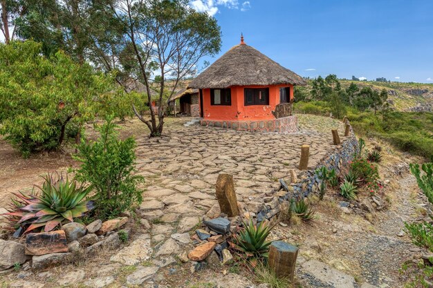 Beautiful colored traditional ethiopian house