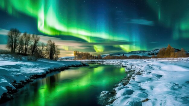 Beautiful colorful aurora light in the sky