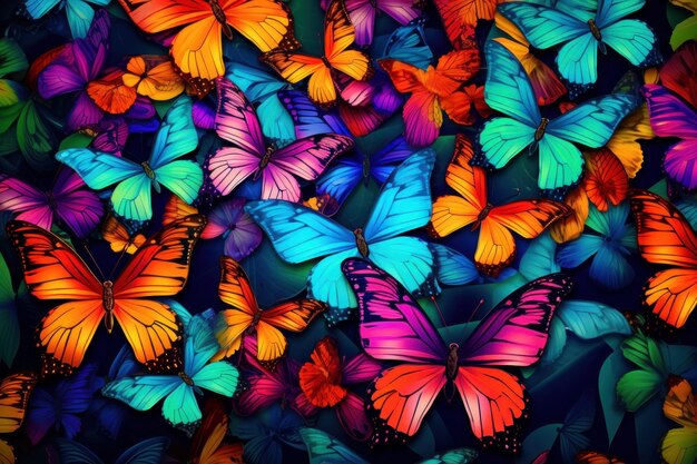 Photo beautiful colorful butterflies insects colorful room collection generate ai