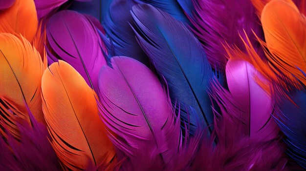 Beautiful colorful color feathers as background closeup