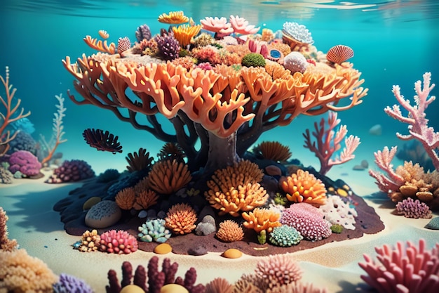 写真 美しいカラフルなサンゴは水中の世界生態系魚の生息地壁紙の背景です