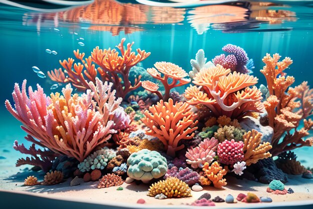 Beautiful colorful coral is the underwater world ecosystem fish habitat wallpaper background