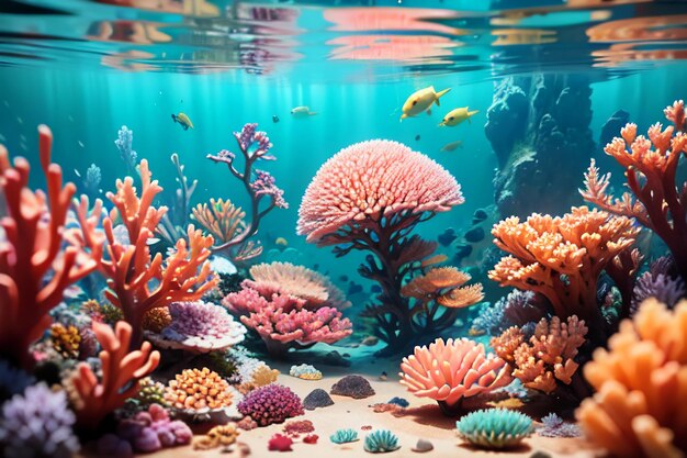 Beautiful colorful coral is the underwater world ecosystem fish habitat wallpaper background