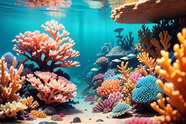 Beautiful colorful coral is the underwater world ecosystem fish habitat wallpaper background