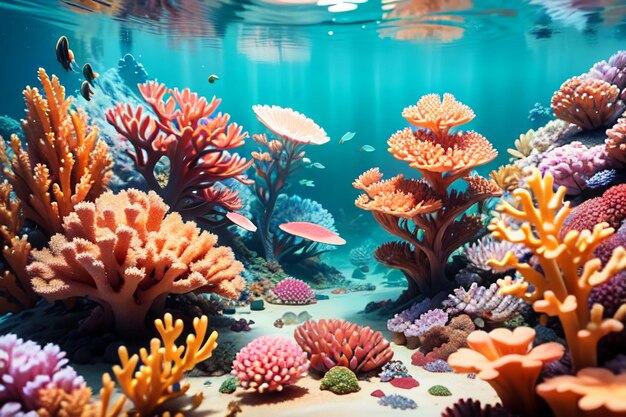 Beautiful colorful coral is the underwater world ecosystem fish habitat wallpaper background