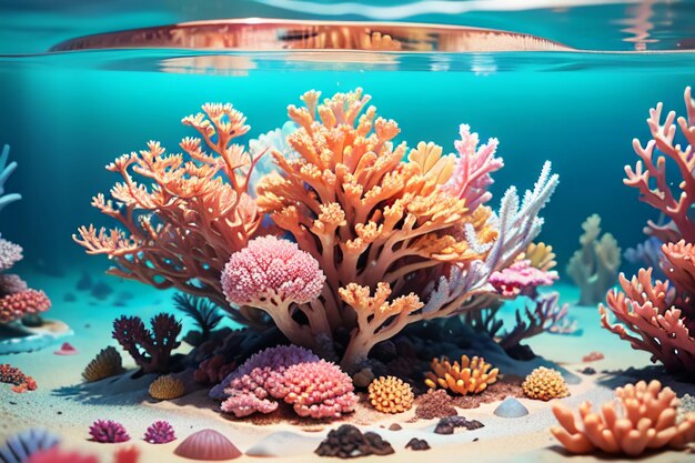 Beautiful colorful coral is the underwater world ecosystem fish habitat wallpaper background