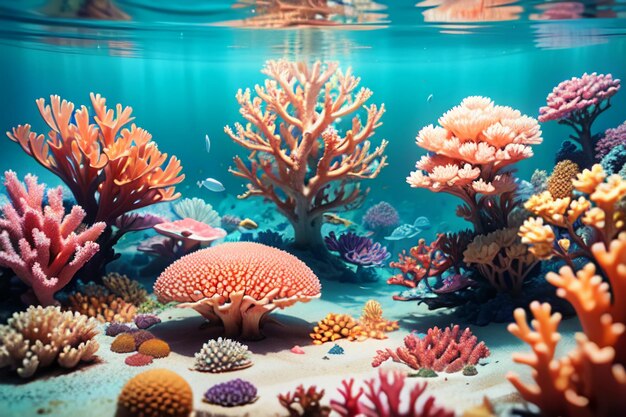 Beautiful colorful coral is the underwater world ecosystem fish habitat wallpaper background