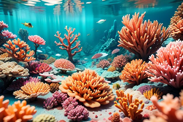 Beautiful colorful coral is the underwater world ecosystem fish habitat wallpaper background