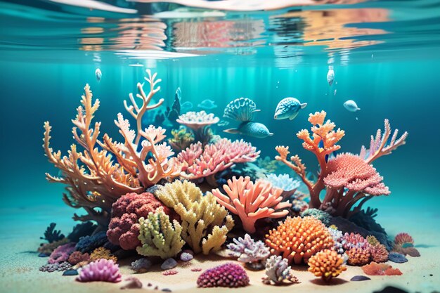 Beautiful colorful coral is the underwater world ecosystem fish habitat wallpaper background