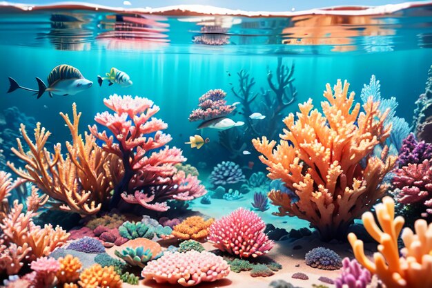 Beautiful colorful coral is the underwater world ecosystem fish habitat wallpaper background