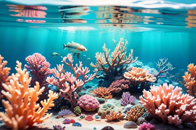 Beautiful colorful coral is the underwater world ecosystem fish habitat wallpaper background