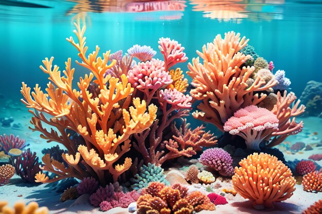 Beautiful colorful coral is the underwater world ecosystem fish habitat wallpaper background