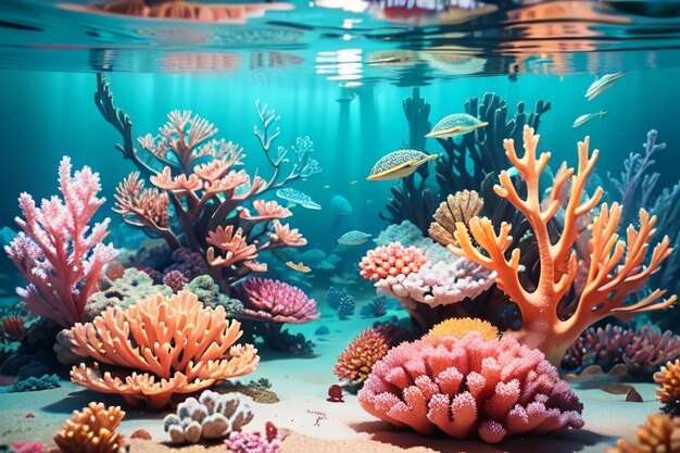 Beautiful colorful coral is the underwater world ecosystem fish habitat wallpaper background