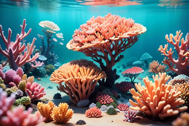 Beautiful colorful coral is the underwater world ecosystem fish habitat wallpaper background