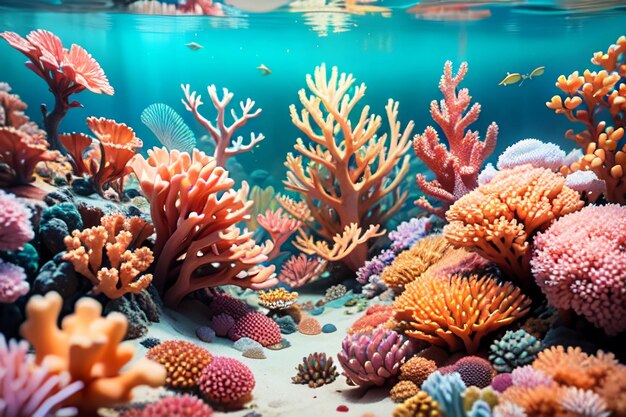 Beautiful colorful coral is the underwater world ecosystem fish habitat wallpaper background