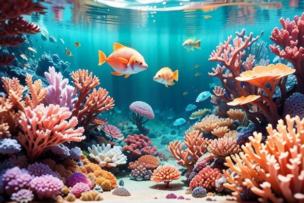 Beautiful colorful coral is the underwater world ecosystem fish habitat wallpaper background