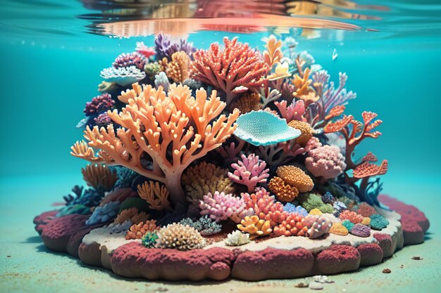 아름다운 화려한 산호는 수중 세계 생태계 물고기 서식지 바탕 화면 배경입니다