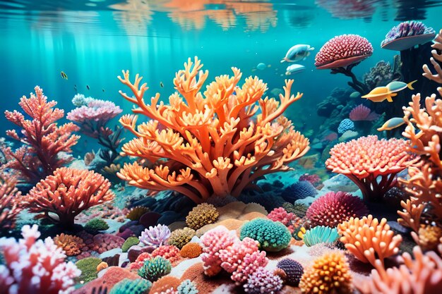 Beautiful colorful coral is the underwater world ecosystem fish habitat wallpaper background