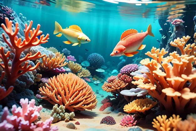 Beautiful colorful coral is the underwater world ecosystem fish habitat wallpaper background