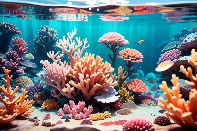 Beautiful colorful coral is the underwater world ecosystem fish habitat wallpaper background